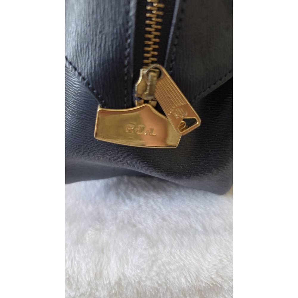 Lauren Ralph Lauren Sloan Street Dome Satchel Blue Textured Leather Old Money - Picture 6 of 14